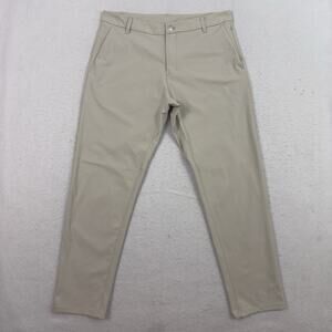 Lululemon Commission Pants Mens 34 Beige Slim Fit Warpstreme Golf Stretchwork